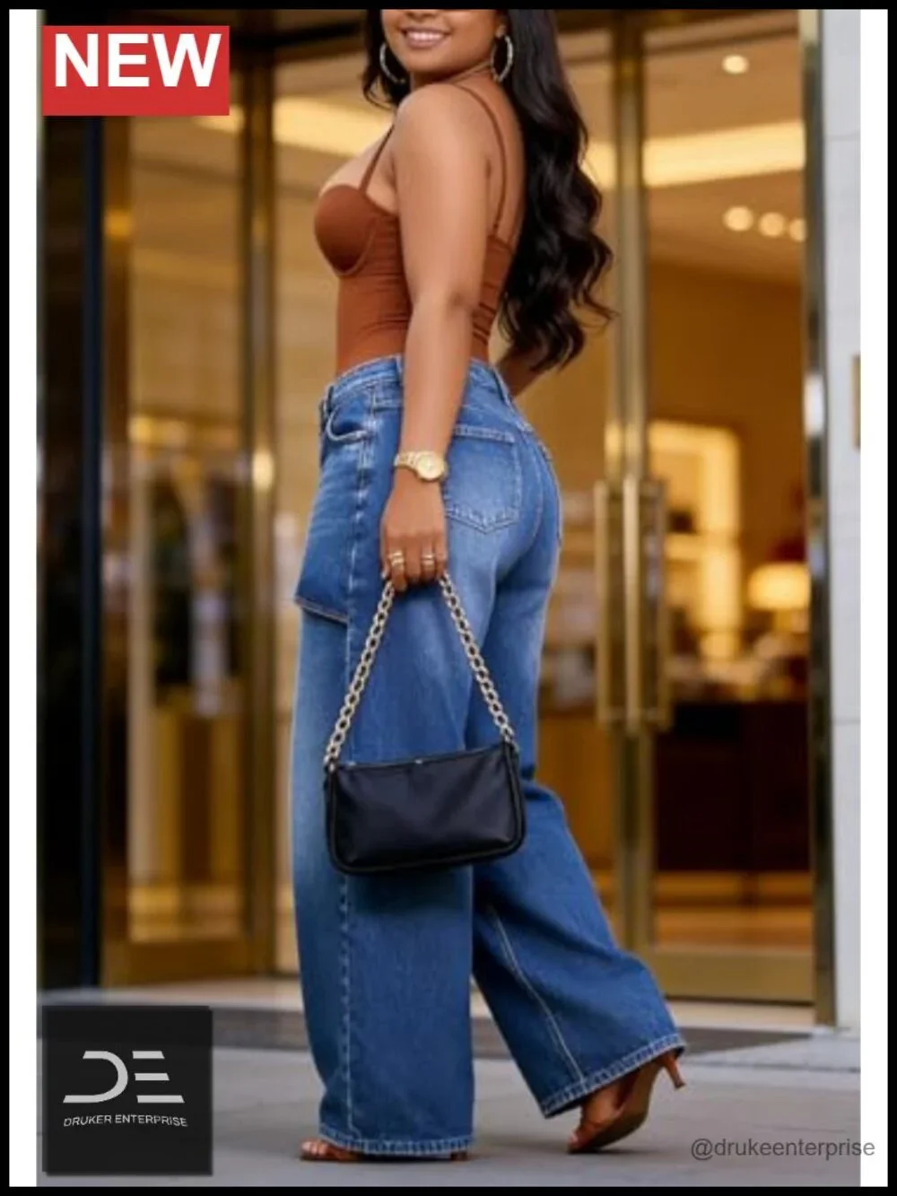 High Waisted Baggy Patchwork Wide Leg Jeans Y2K Streetwear